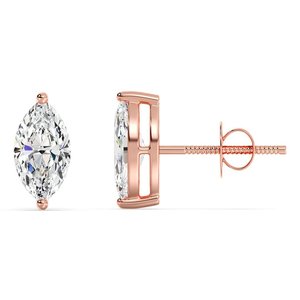 Marquise Cut Lab Grown Diamond Stud <b>Earrings</b> - Product Image 6