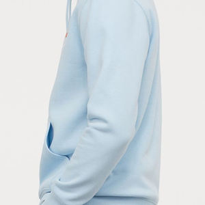 OEM Custom Men Hoodie Sky Blue <b>Fleece</b> Pullover Baby Blue Streetwear Hoody Factory Wholesale Low MOQ Bulk <b>Sweatshirt</b> - Product Image 3
