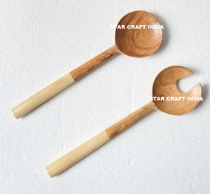 Handmade Flatware <b>Salad</b> <b>Server</b> in Wholesale Price Wooden <b>Salad</b> <b>Server</b> With Enamel Coated Handle Spoon for Serving <b>Salads</b> - Product Image 1