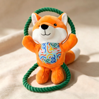 Jouet pour chien en peluche Squeaky Fox avec anneaux en corde de coton, jouet interactif à tirer en peluche douce pour chiens de petite et moyenne taille