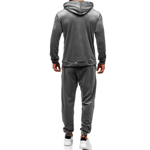 Sudadera con capucha para hombre, conjunto deportivo de forro polar cálido para invierno, ropa informal de moda urbana, venta al por mayor OEM - Product Image 2