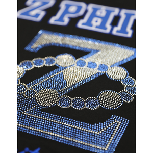 Zeta Phi Beta maglia nera blu Royal Football 100% poliestere con scudo ricamato maniche anteriori posteriori scollo a V collo a righe - Product Image 5