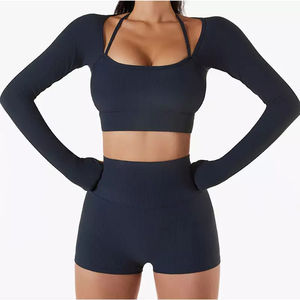 2025 nuevo diseño de conjuntos de Yoga de 2 piezas de encaje para mujer de talla grande ropa deportiva de alta calidad con cintura elástica Color personalizado y opciones OEM - Product Image 6