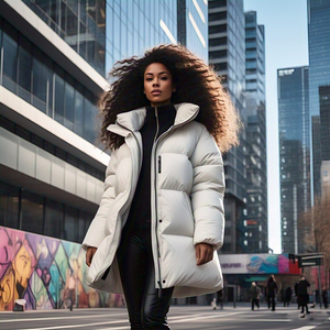 เสื้อโค้ทบุขนยาวกันลมสำหรับสตรีทเสื้อนอกสำหรับฤดูหนาวเสื้อโค้ทบุนวมตัวยาว - Product Image 3