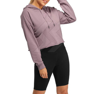 Custom Design Outdoor Use Hooded Fleece Women Crop <b>Top</b> Hoodies Solid Color Comfortable Breathable Autumn <b>Winter</b> - Product Image 4
