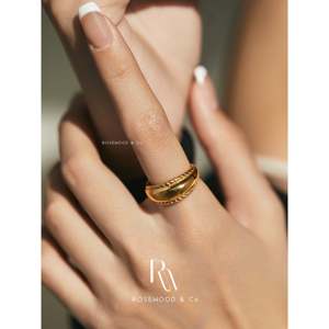 Anello a Croissant Placcato in Oro Rosa 18K, Stile Vintage con Fascia Intrecciata e Diamante Tagliato, Regalo per Lei o per la Mamma - Product Image 4