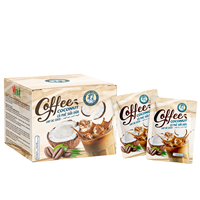 Poudre de café Arabica instantanée au lait de coco, marque privée, lyophilisée, neutre, 20 sachets/boîte, échantillon gratuit, vente en gros, boisson douce