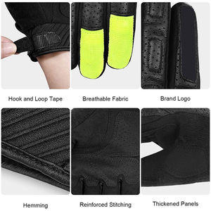 Guantes de Motocicleta de Cuero Acolchados, Dedos Completos, Color Negro, Tinte Liso, Tamaño y Color Personalizados - Product Image 3