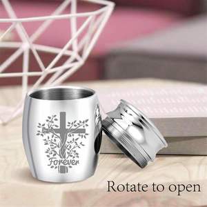 cross Engraving <b>Small</b> Keepsake <b>Urn</b> Stainless Steel Mini Cremation Funeral Memorial Preserve <b>for</b> <b>Human</b> <b>Ashes</b> Custom Size - Product Image 5