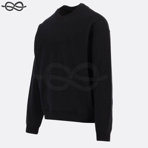 เสื้อสเวตเชิ้ตคอกลมแขนยาวคอวีแบบกว้างเสื้อสเวตเตอร์ผ้าฝ้ายแต่งขอบแบบเรียบ - Product Image 5