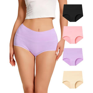Womens High Waist Underwear Soft Cotton Breathable Briefs Comfortable Stretch Fit Tummy Control Plus Size Daily Wear - Product Image 3