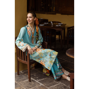 Ensemble 3 pièces pour femme Mushq : chemise en coton brodé, dupatta en mousseline et pantalon imprimé respirant - BIC-2507 - Product Image 3