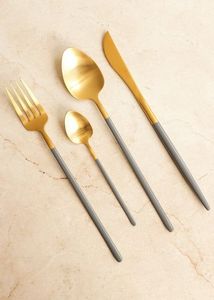 Vente flash : Ensemble de couverts en acier inoxydable doré, couteau, fourchette, cuillère, argenterie, couverts en or, argenterie - Product Image 2