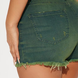 Nuevo estilo de moda Raw Hems Stretchy High Rise Denim Shorts para mujer High Quality Slim Fit Casual Denim Short para mujer Outfit - Product Image 6