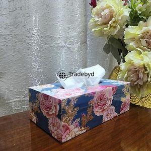 Boîte à mouchoirs décorative artisanale en bois émaillé imprimé écologique de qualité supérieure Tradebyd pour la maison - Product Image 1