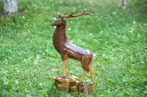 Qualité experte Renne en bois de manguier Décor de Noël en forme d'animal Décoration de festival avec support - Product Image 4