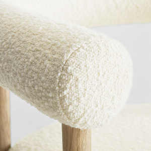 Chaise de salle à manger moderne en teck massif avec coussin de siège en teck massif - Product Image 6