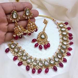 Nuevos conjuntos de joyería nupcial chapada en oro de 18 quilates de alta calidad, conjunto de collar de pendientes de boda de lujo para mujer, conjuntos nupciales de Rajwari indio - Product Image 3