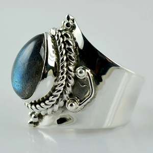 925 Sterling Silver Handmade <b>Ring</b> with Natural <b>Labradorite</b> Boho Style Pear Shape January Birthstone Jewelry Perfect Gift for Her - Product Image 6