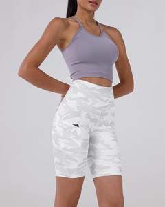 Short de motard femme taille haute contrôle du ventre avec poches motif solide entraînement de gymnastique personnalisé vêtements de Yoga sans couture vêtements de Yoga - Product Image 1