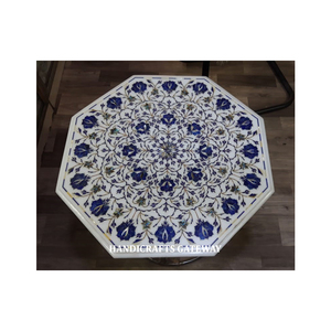 Exclusivo más hermoso mármol blanco hecho a mano incrustaciones flor diseño Mesa forma octogonal para decoración y mesa de comedor - Product Image 1