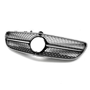 Vente chaude diamant <span class=keywords><strong>GT</strong></span> R style grille de pare-chocs de voiture pour <span class=keywords><strong>Mercedes</strong></span> Benz W218 CLS classe 2015-2018 ABS maille nid d'abeille argent <span class=keywords><strong>calandre</strong></span> - Product Image 2