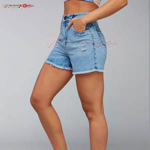 Pantalones vaqueros transpirables de lona para mujer, pantalones cortos de cintura alta, ajuste Regular, actividades informales al aire libre con estilo - Product Image 3