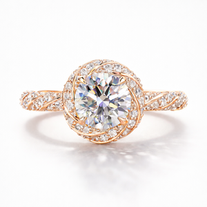 <b>14K</b> <b>Gold</b> <b>Ring</b> with Round Cut Moissanite Diamond Twisted Pave Design - Product Image 5