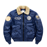 Blouson Aviateur Homme Personnalisé OEM Col V Zippé Hiver Streetwear Toile Avant Boutons Motif Uni