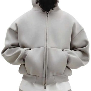 Sweat à capuche zippé en coton de haute qualité pour hommes avec coupe surdimensionnée double fermeture éclair streetwear court à fermeture éclair complète personnalisé - Product Image 4