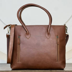 Stylish <b>Genuine</b> Cowhide <b>Leather</b> Tote <b>Bag</b> for Women with Detachable Strap Zipper Closure Shoulder Patchwork Handbag for Women - Product Image 5