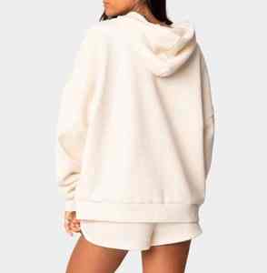 Sweat-shirt décontracté pour femme en molleton de coton épais et respirant, écologique, couleur unie, confortable - Product Image 2