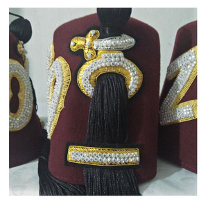 Los sombreros Shriners Fez ALEE y CHENZIRA 2 sombreros de los aspectos más reconocibles de la regalia Shriner Gold Bordado Rhinestone - Product Image 4