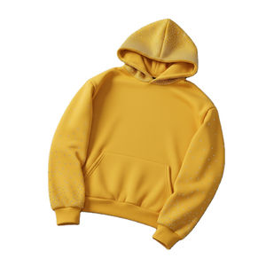 Novedad: Sudadera con Capucha para Hombre, 100% Algodón, Gruesa, Lavada y Decolorada al Sol, Cierre de Cremallera, Corte Regular, Mangas Largas, Bordado de Diamantes - Product Image 3