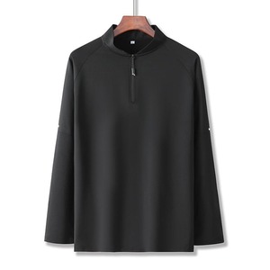 Vêtements de sport d'entraînement de compression en tissu polyester personnalisés T-shirts à manches longues semi-zippés pour hommes - Product Image 4