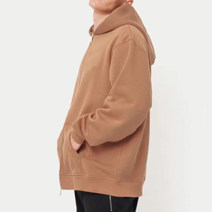 เสื้อฮู้ดซิปผู้ชายแบบหนาพิเศษ OEM สั่งทำได้ ผ้าฝ้ายฟลีซ ระบายอากาศได้ดี น้ำหนัก 340 กรัม คุณภาพสูง พิมพ์ลาย สตรีทแวร์ สำหรับฤดูหนาว ลายเรียบ - Product Image 4