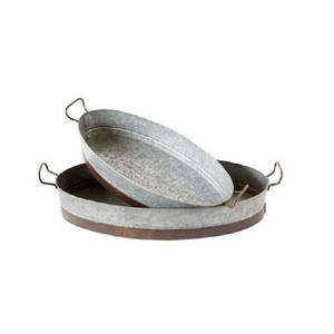 ถาดโลหะสังกะสีทำด้วยมือถาดสำหรับตกแต่งบ้านไร่ถาดเสิร์ฟแบบชนบทปรับขนาดได้ - Product Image 5