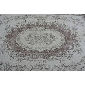 Elégant tapis vintage turc en laine 52x99 pieds marron beige rectangle motif patchwork grand rectangle design de couloir en latex - Product Image 5