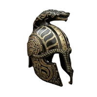 Casque de dragon en bronze antique plaqué or, fait main numériquement, léger, design celtique, armure de guerrier romain, objet de collection en métal