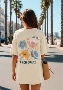 T-shirt graphique floral personnalisé pour femmes, impression premium, fabricant de vêtements OEM ODM, fournisseur de chemises en coton en gros au Vietnam - Product Image 5