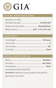 B2B d'vins Jewels ได้รับการรับรอง GIA เพชรสีขาวหลวม1.00 CT กลม g สี FL ไหลบริสุทธิ์บริสุทธิ์บริสุทธิ์การตัดอดีตขัดเงา - Product Image 3