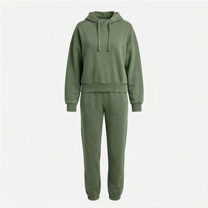 Sweat à capuche court en molleton délavé de haute qualité pour femme, décontracté, pour vêtements de détente ou de sport, tenue de sport, entraînement en salle de sport - Product Image 1