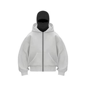 Sweat à capuche unisexe Ninja en molleton de coton 400 g/m² avec masque intégré, style streetwear, pour l'extérieur, avec motif visage 3D vierge, conçu pour hommes - Product Image 3