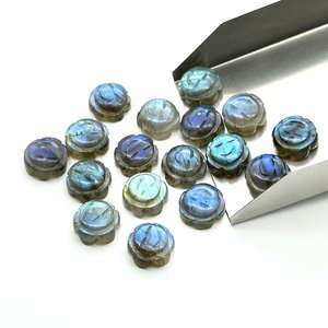 Cuentas de piedras preciosas talladas de girasol de piedra de labradorita Natural para la fabricación de joyas, estatuilla artesanal de cristal de labradorita de 12mm, abalorio a granel - Product Image 3