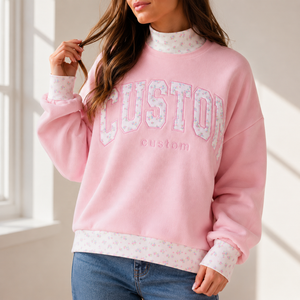 Sudadera de cuello alto extragrande para mujer, gris, con estampado de letras de hermandad, manga larga, de algodón tejido, ODM, para invierno y otoño - Product Image 6