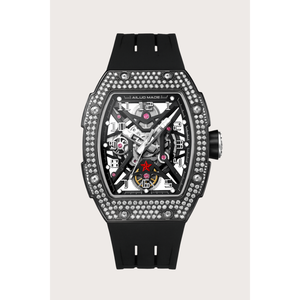 Montre de sport de luxe pour homme, automatique, avec diamants, bracelet en caoutchouc noir, étanche, lumineuse, 41 mm, tonneau, classique, mécanique - Product Image 1