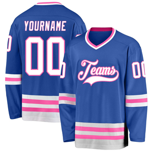 Jersey de hockey sobre hielo con cuello en V de diseño único, manga completa, 100% poliéster, duradero y sublimación, ropa de hockey sobre hielo - Product Image 3