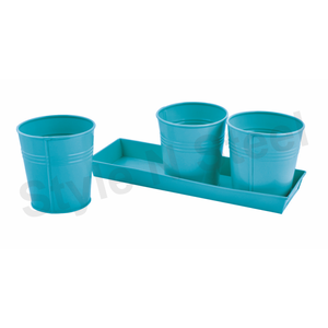 Wholesale Round Galvanized Metal Planter Unique Color Conical Flower Pot Everyday Home and Garden Interior Decor - Product Image 1