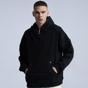 Sudadera con capucha para hombre, al por mayor, con media cremallera, 100% algodón, oversize, bordada, con logo personalizado, OEM, invierno - Product Image 1
