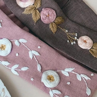 Bando bordir bunga aksesoris rambut bando bordir taman bunga lucu Turban Linen buatan Vietnam